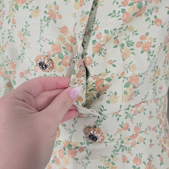 Sister Jane Button Front Mini Dress Vintage Floral Brocade Print Size S - Picture 5 of 12